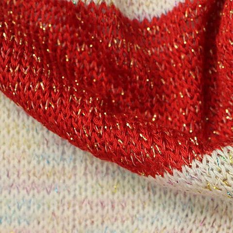 Red Horizontal-Stripe Chunky Knit, 160 gsm