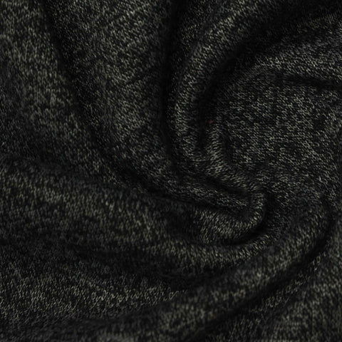 Dark Grey Marl Interlock Knit, Poly-Cotton, 428 gsm