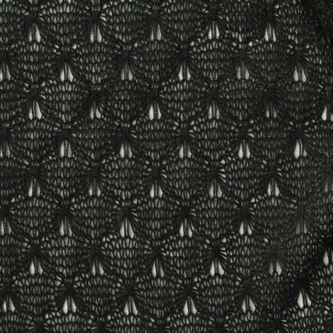 Black Openwork Chunky Knit, Polyester, 200 gsm
