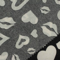 White Hearts Knit, Polyester, 150 gsm