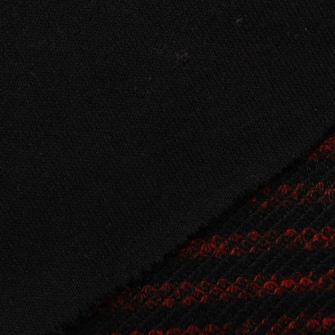 Red Horizontal-Line Chunky Knit, Poly-Viscose