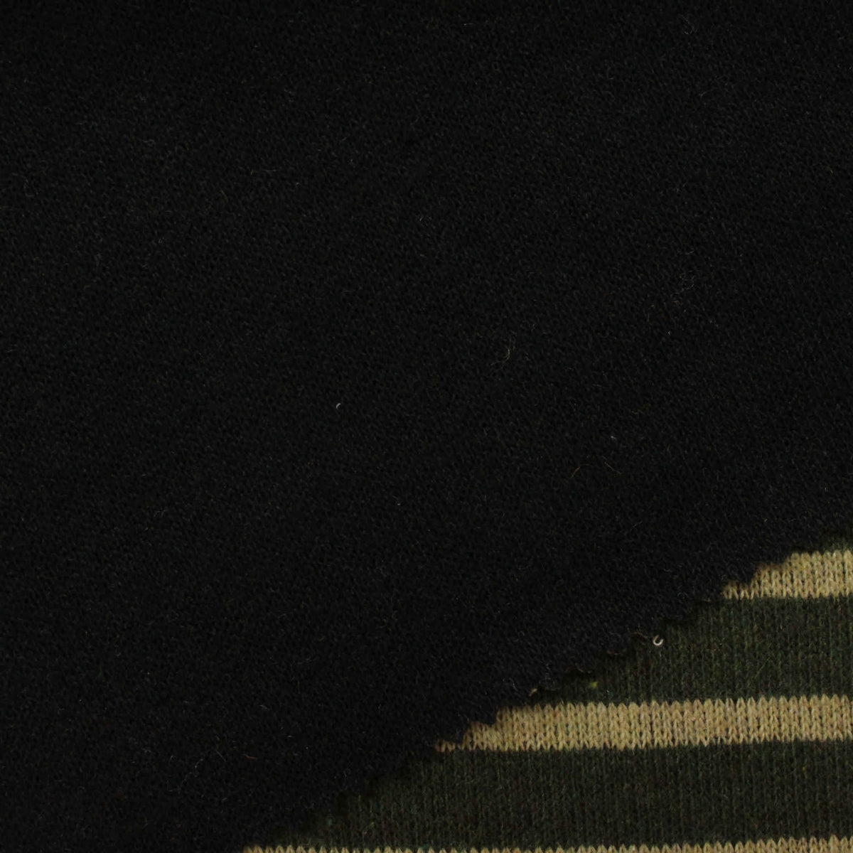 Dark Green Stripes Interlock Knit, Poly-Acrylic