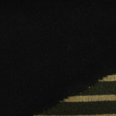Dark Green Stripes Interlock Knit, Poly-Acrylic