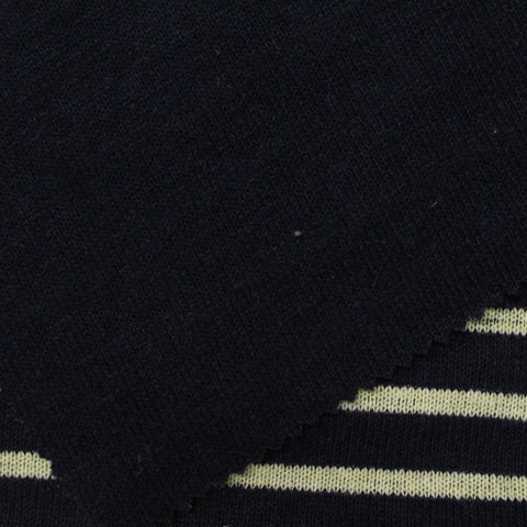 Navy Horizontal-Stripe Interlock Knit, Poly-Acrylic