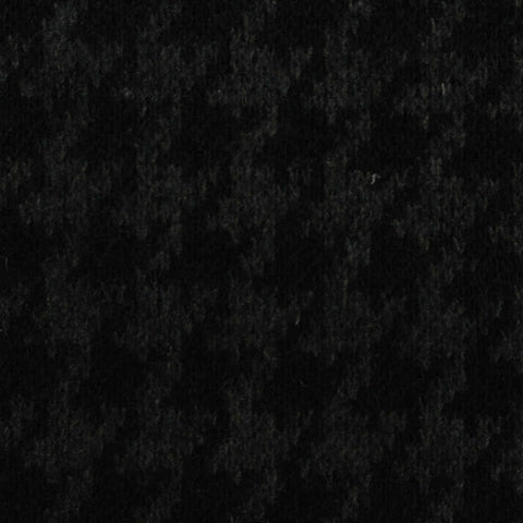 Black Houndstooth Interlock Knit, Poly-Cotton, 439 gsm