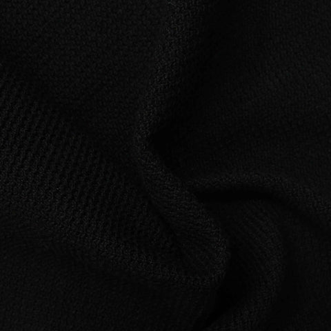 Polyester Viscose Chunky Knit Fabric, 340 gsm, 155 cm — Black