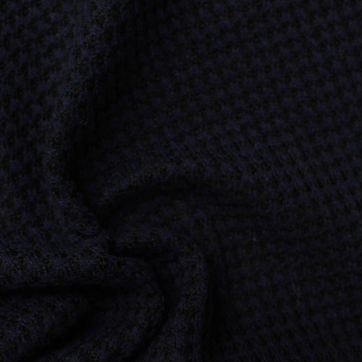 Dark Blue Geometric Rib Knit, Poly-Cotton