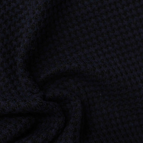 Dark Blue Geometric Rib Knit, Poly-Cotton