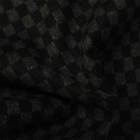 Plaid Polyester Viscose Blend Interlock Knit Fabric, 430 gsm, 153 cm — Black