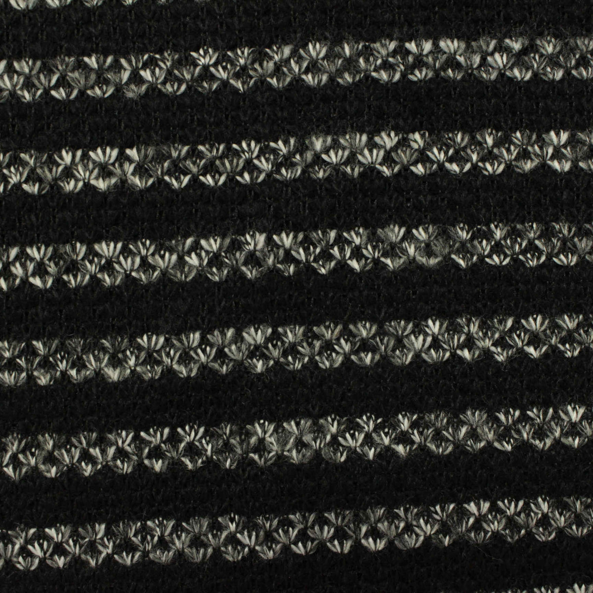White Horizontal-Band Chunky Knit, Polyester, 350 gsm
