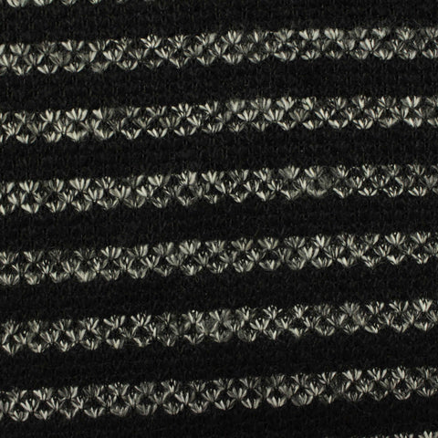 White Horizontal-Band Chunky Knit, Polyester, 350 gsm