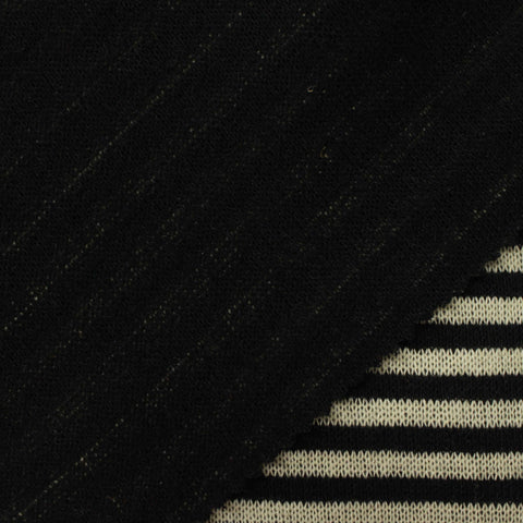 Black Horizontal-Stripe Chunky Knit, Poly-Cotton, 375 gsm