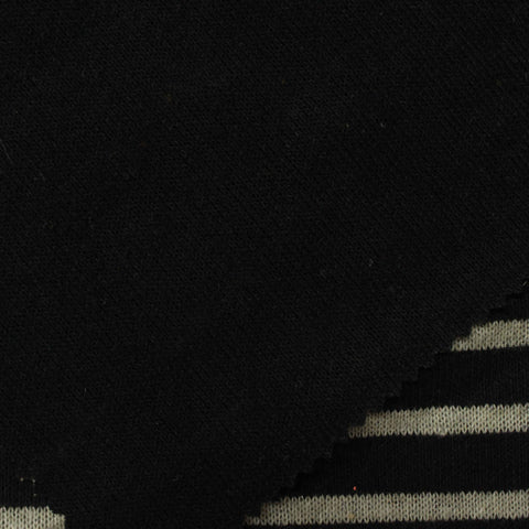 Black Horizontal-Stripe Chunky Knit, Poly-Cotton, 435 gsm