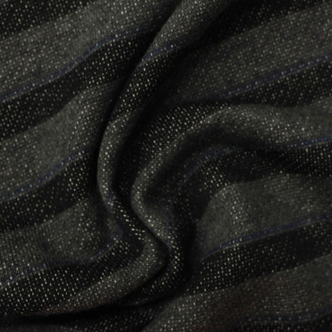 Charcoal Horizontal-Stripe French Terry, Cotton-Poly