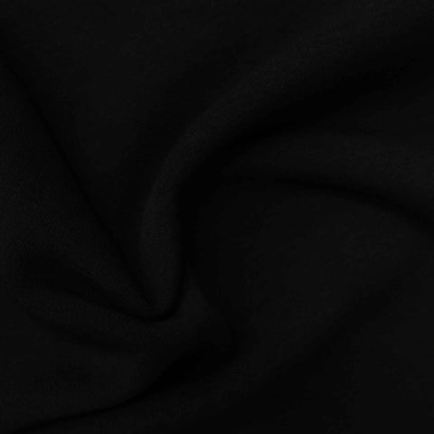 Polyester Cotton Stretch Interlock Knit Fabric, 550 gsm, 145 cm — Black