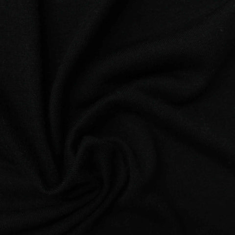 Polyester Viscose Stretch Chunky Knit Fabric, 160 gsm, 190 cm — Black