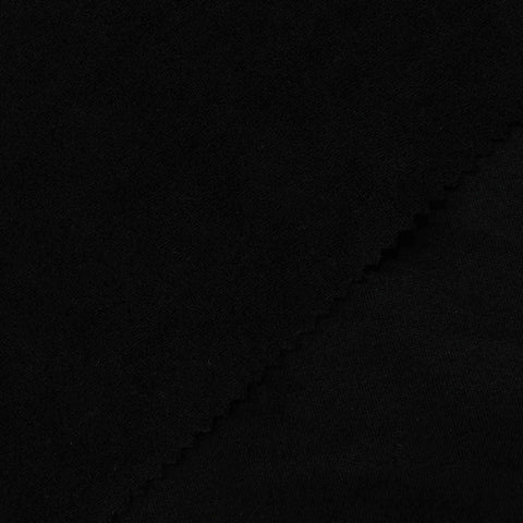 100% Polyester French Terry Fabric, 258 gsm, 145 cm — Black