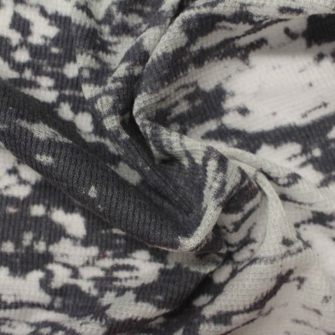 Dark Grey Abstract Rib Knit, Poly-Viscose, 80 gsm