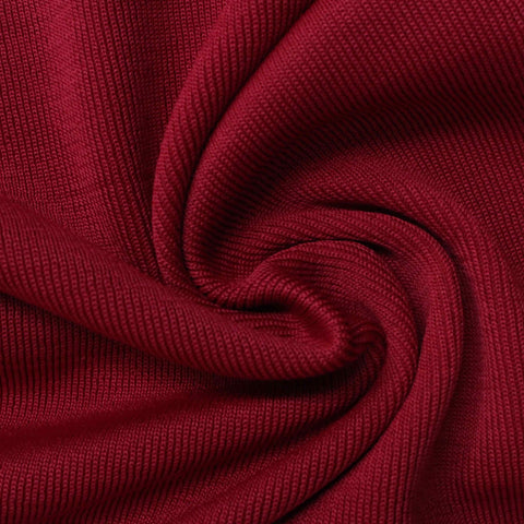 100% Polyester Rib Knit Fabric, 376 gsm, 160 cm — Red