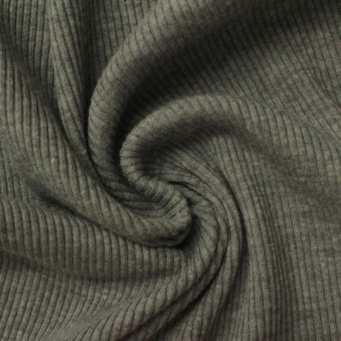 Polyester Viscose Rib Knit Fabric, 223 gsm, 165 cm — Grey