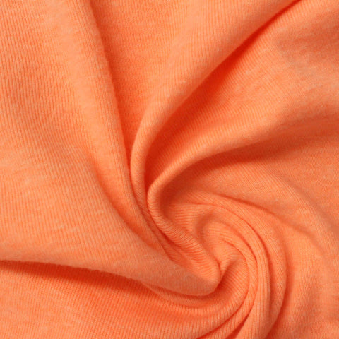 Heathered Orange Marl Rib Knit, Cotton-Poly