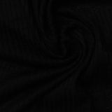Polyester Stretch Rib Knit Fabric, 100 gsm, 125 cm — Black