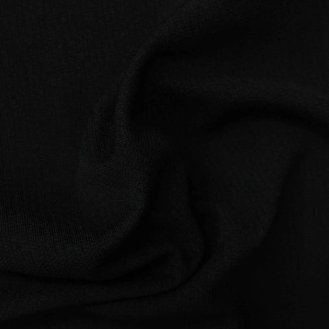 100% Polyester Rib Knit Fabric, 235 gsm, 140 cm — Black