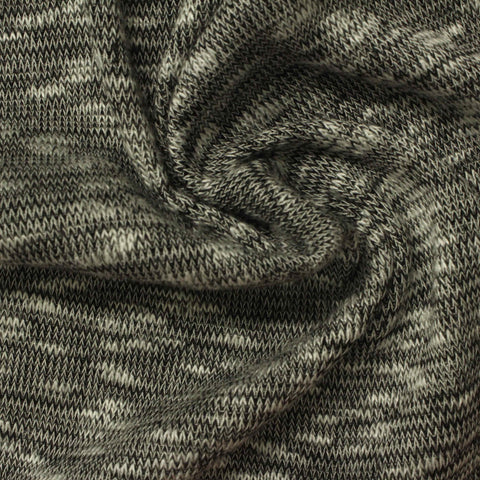 Black Marl Rib Knit, Poly-Viscose, 226 gsm
