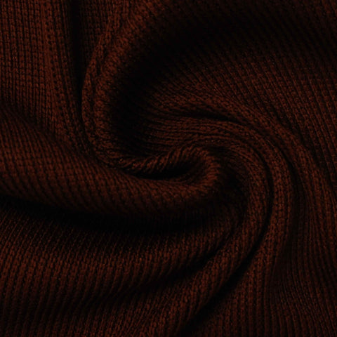 100% Polyester Rib Knit Fabric, 375 gsm, 190 cm — Brown