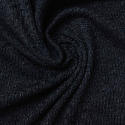 Polyester Viscose Rib Knit Fabric, 154 gsm, 160 cm — Navy