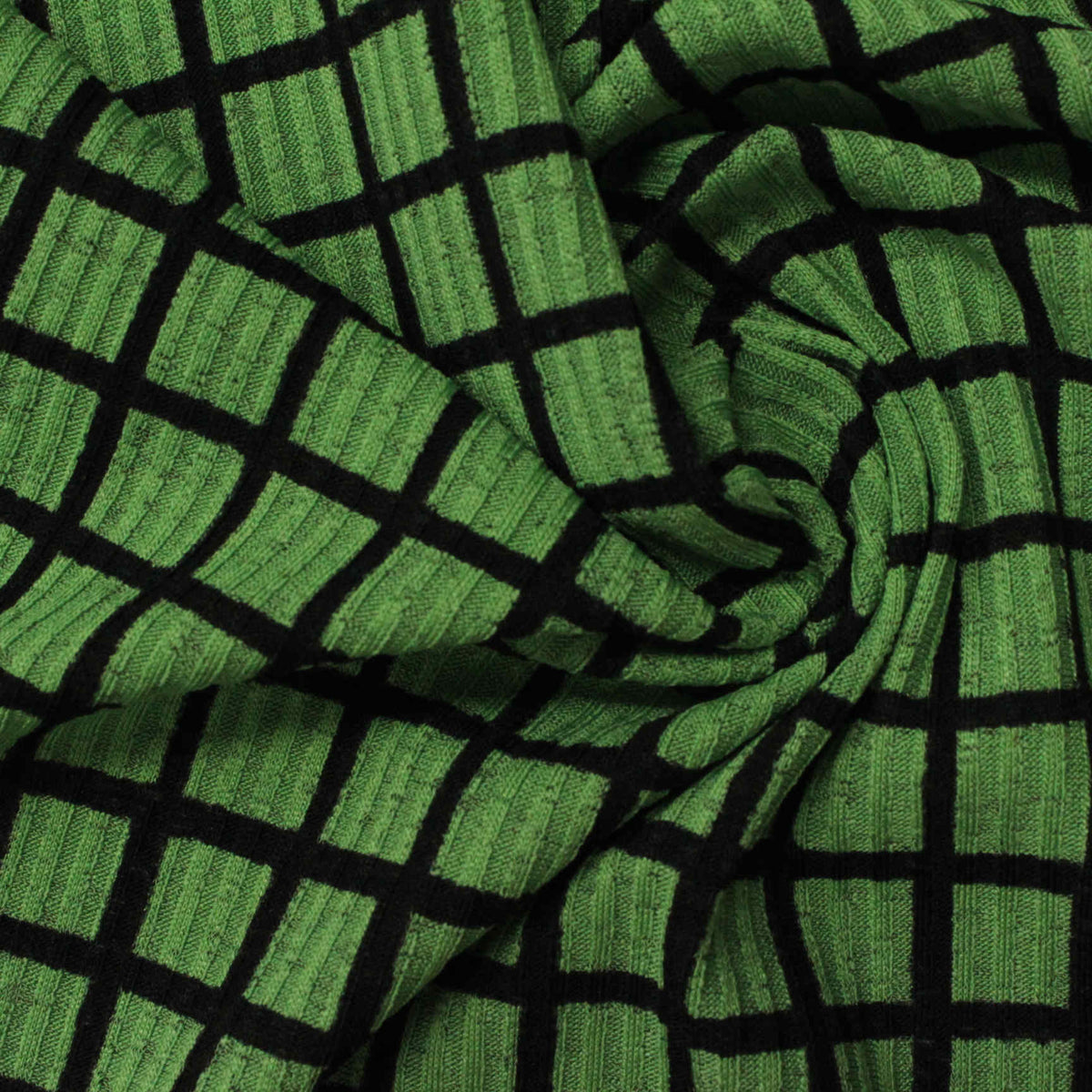 Black Check Rib Knit, Polyester