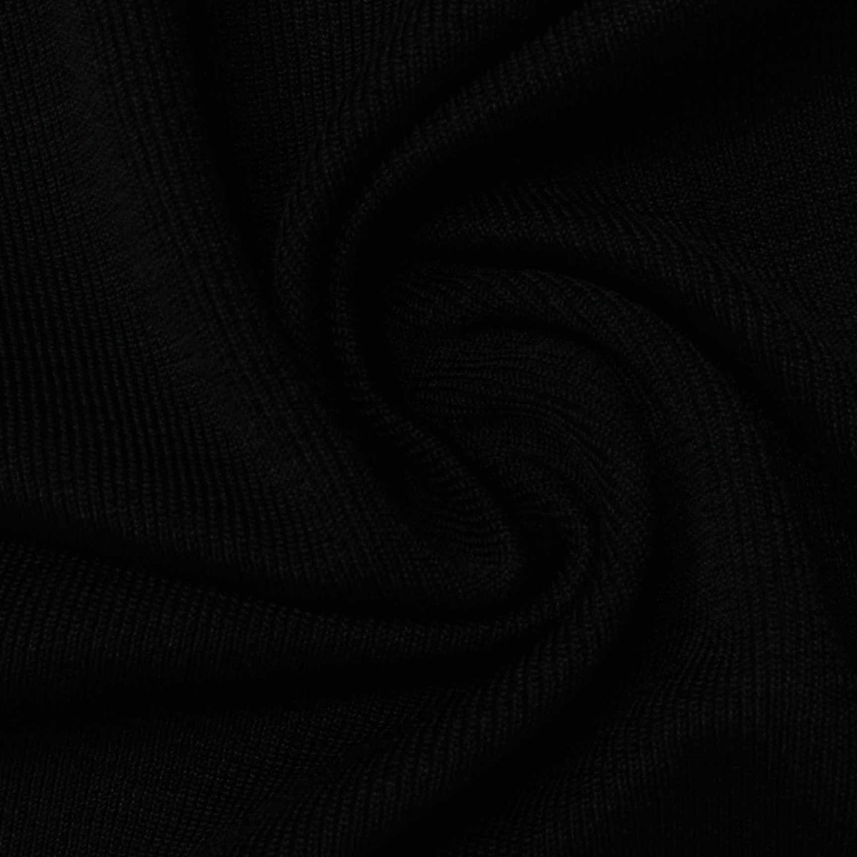 Polyester Stretch Rib Knit Fabric, 340 gsm, 180 cm — Black