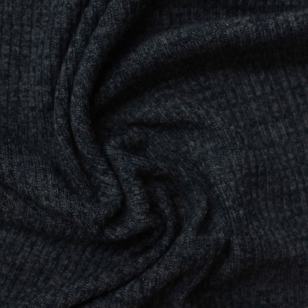 Dark Grey Marl Rib Knit, Viscose-Poly, 195 gsm