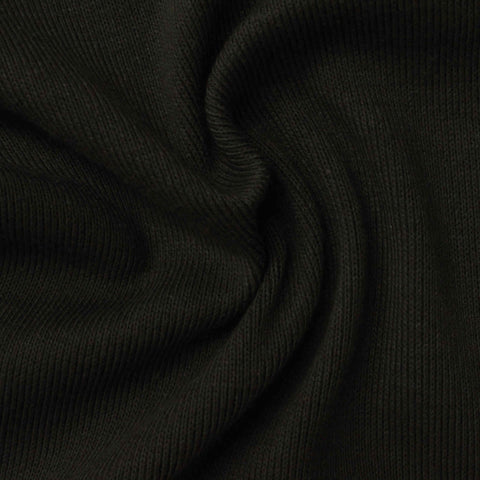 Polyester Cotton Rib Knit Fabric, 378 gsm, 175 cm — Black