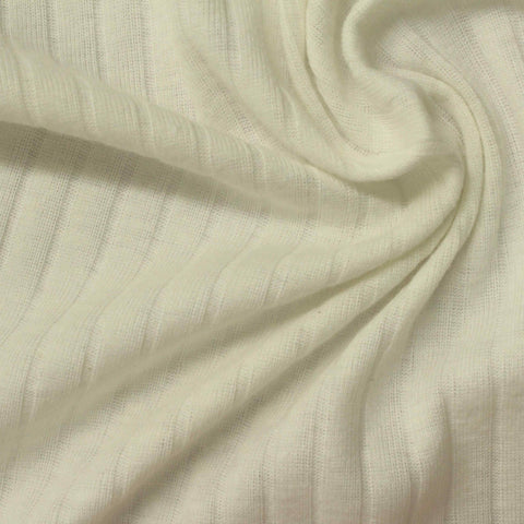 Polyester Cotton Rib Knit Fabric, 152 gsm, 160 cm — White