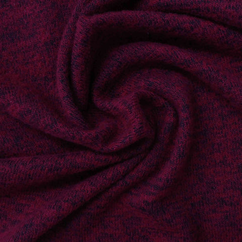 Burgundy Marl Chunky Knit, Viscose-Poly, 200 gsm