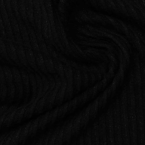 Viscose Stretch Rib Knit Fabric, 146 gsm, 180 cm — Black