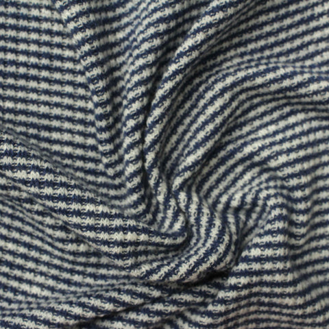 Navy Horizontal-Stripe Chunky Knit, Viscose-Poly, 240 gsm
