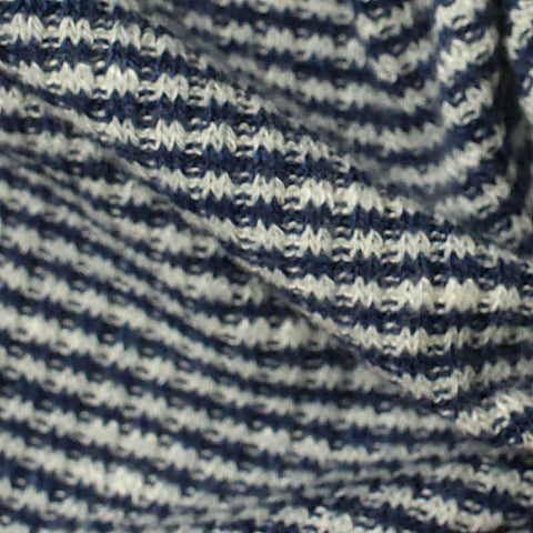 Navy Horizontal-Stripe Chunky Knit, Viscose-Poly, 240 gsm