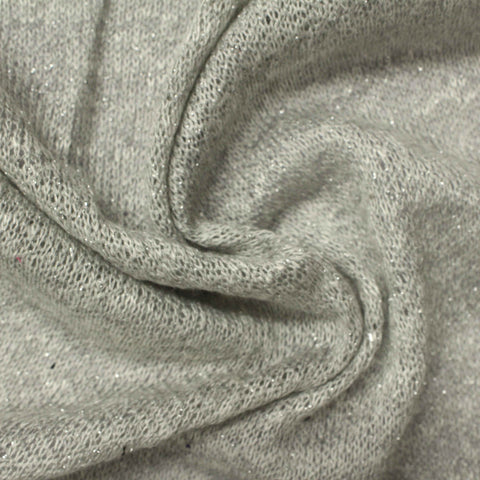 Viscose Metallic Chunky Knit Fabric, 185 gsm, 170 cm — Grey