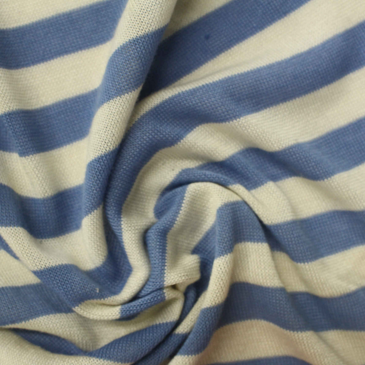 Blue Horizontal-Stripe Chunky Knit, Viscose-Poly, 150 gsm, 160 cm