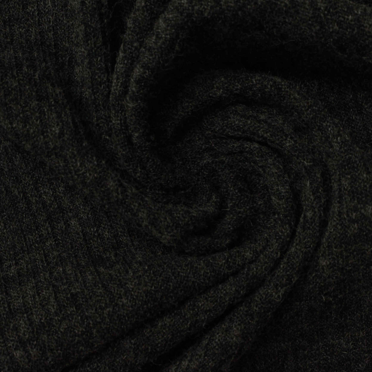 Dark Grey Heathered-Marl Rib Knit, Poly-Viscose, 201 gsm