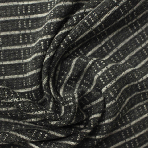 Dark Grey Textured-Stripe Jacquard, Poly-Viscose