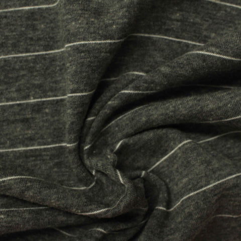 White Horizontal-Stripe Interlock Knit, Poly-Viscose, 240 gsm