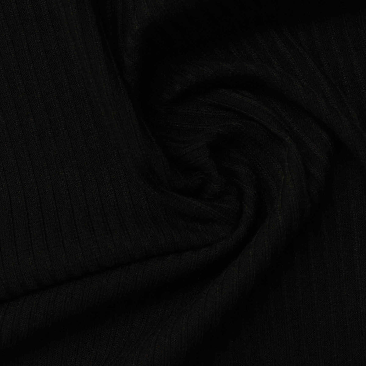 100% Polyester Rib Knit Fabric, 163 gsm, 155 cm — Black