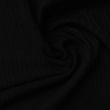 100% Polyester Rib Knit Fabric, 163 gsm, 155 cm — Black