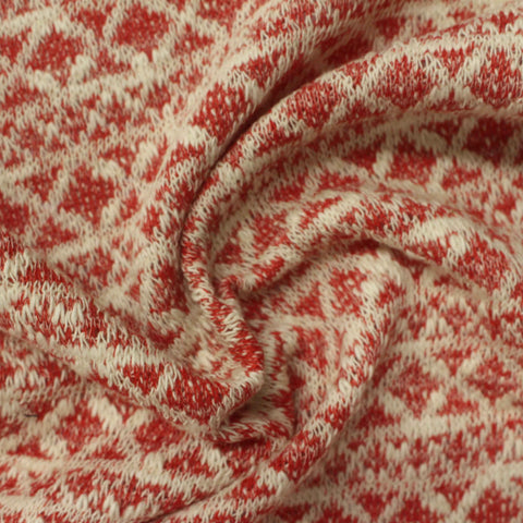 Red Geometric-Diamond Jacquard, Cotton-Poly