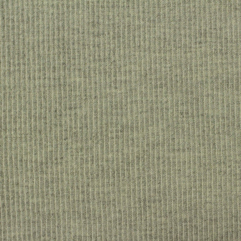 Heathered Grey-Green Marl Rib Knit, Cotton-Poly