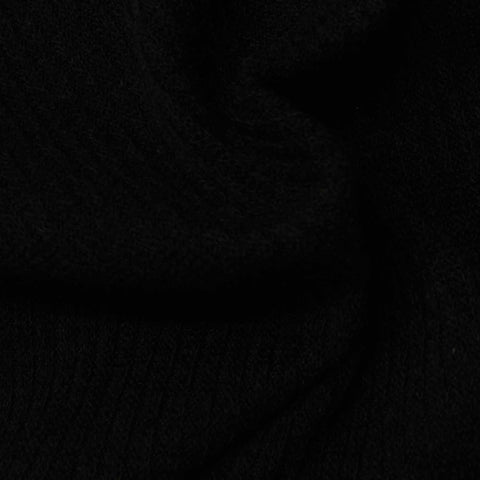 100% Polyester Rib Knit Fabric, 200 gsm, 155 cm — Black