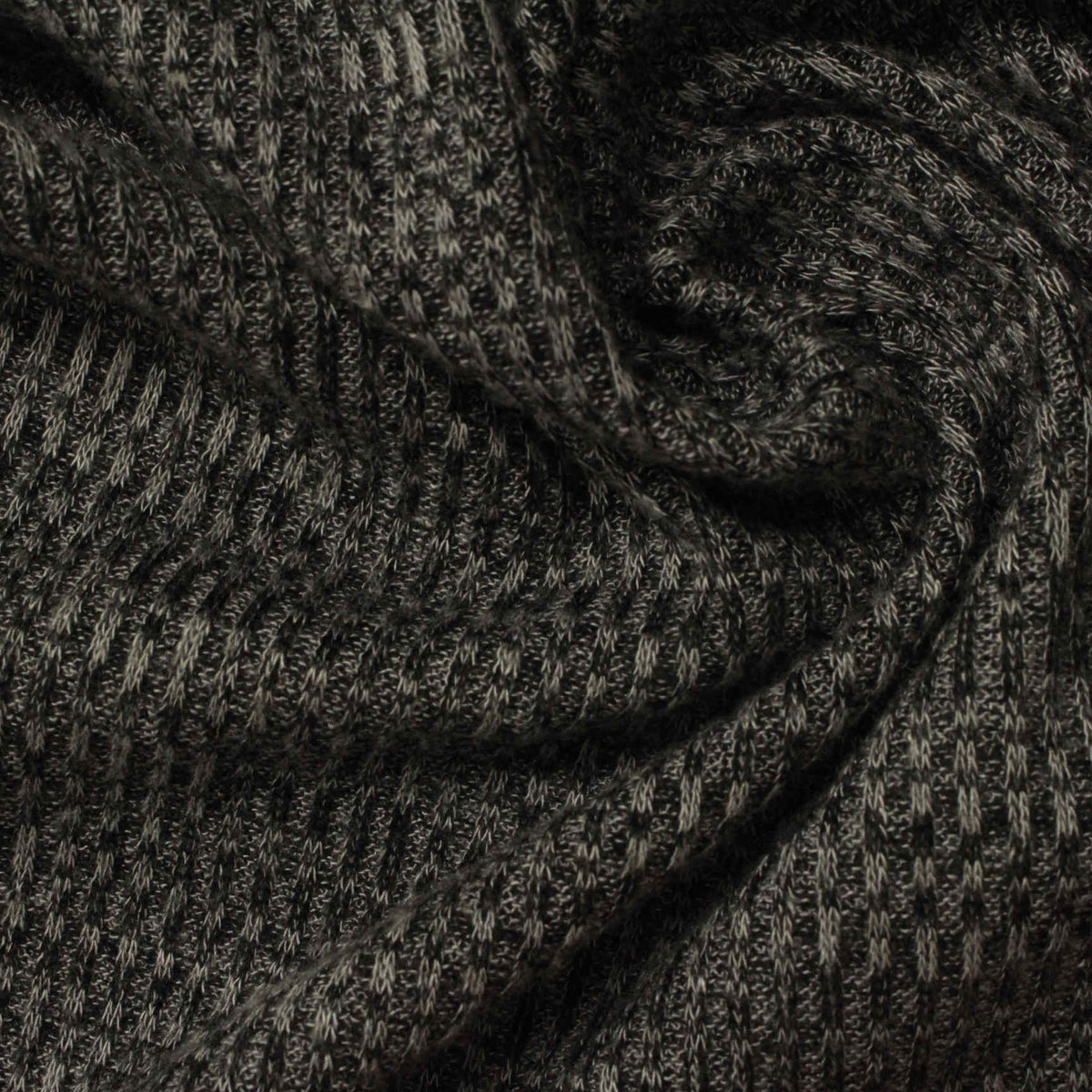 Light Grey Marl Rib Knit, Poly-Viscose, 178 gsm